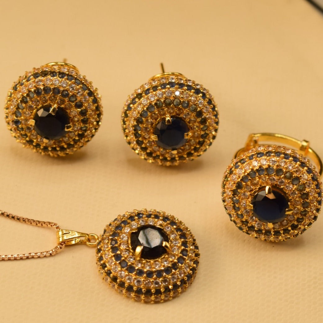 Elegant Fancy Golden Flower Zircon Necklace Sets for Girls/Women