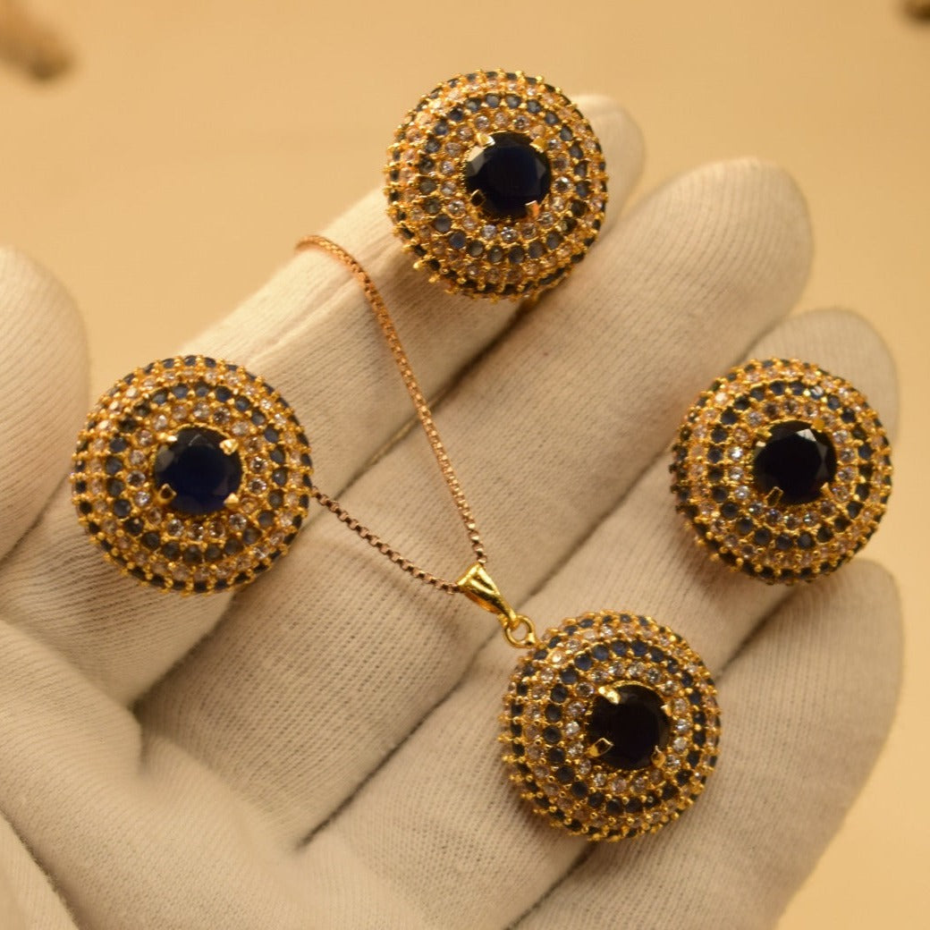 Elegant Fancy Golden Flower Zircon Necklace Sets for Girls/Women