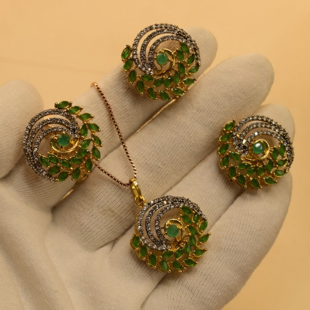 Elegant Fancy Golden Flower Zircon Necklace Sets for Girls/Women