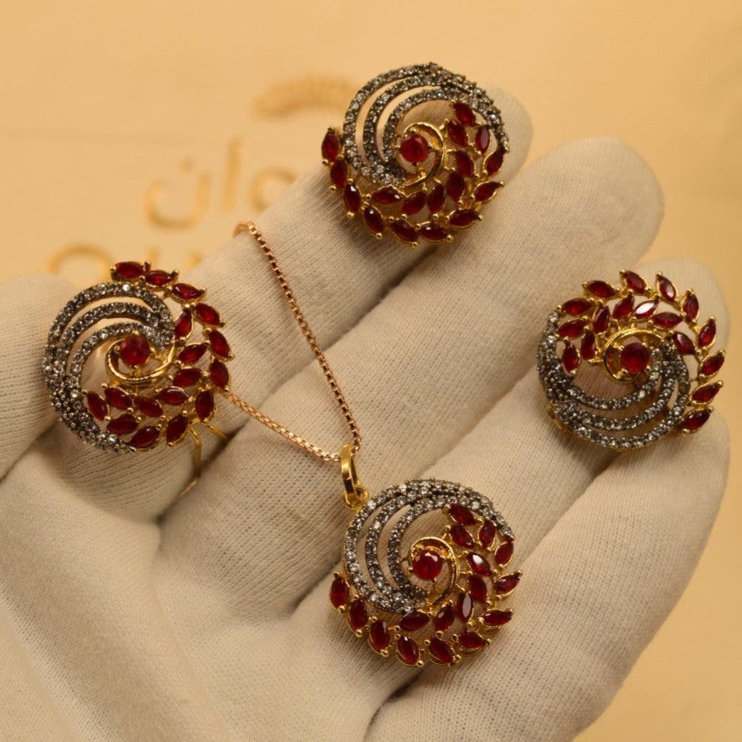 Elegant Fancy Golden Flower Zircon Necklace Sets for Girls/Women