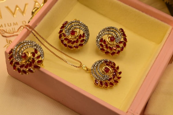 Elegant Fancy Golden Flower Zircon Necklace Sets for Girls/Women