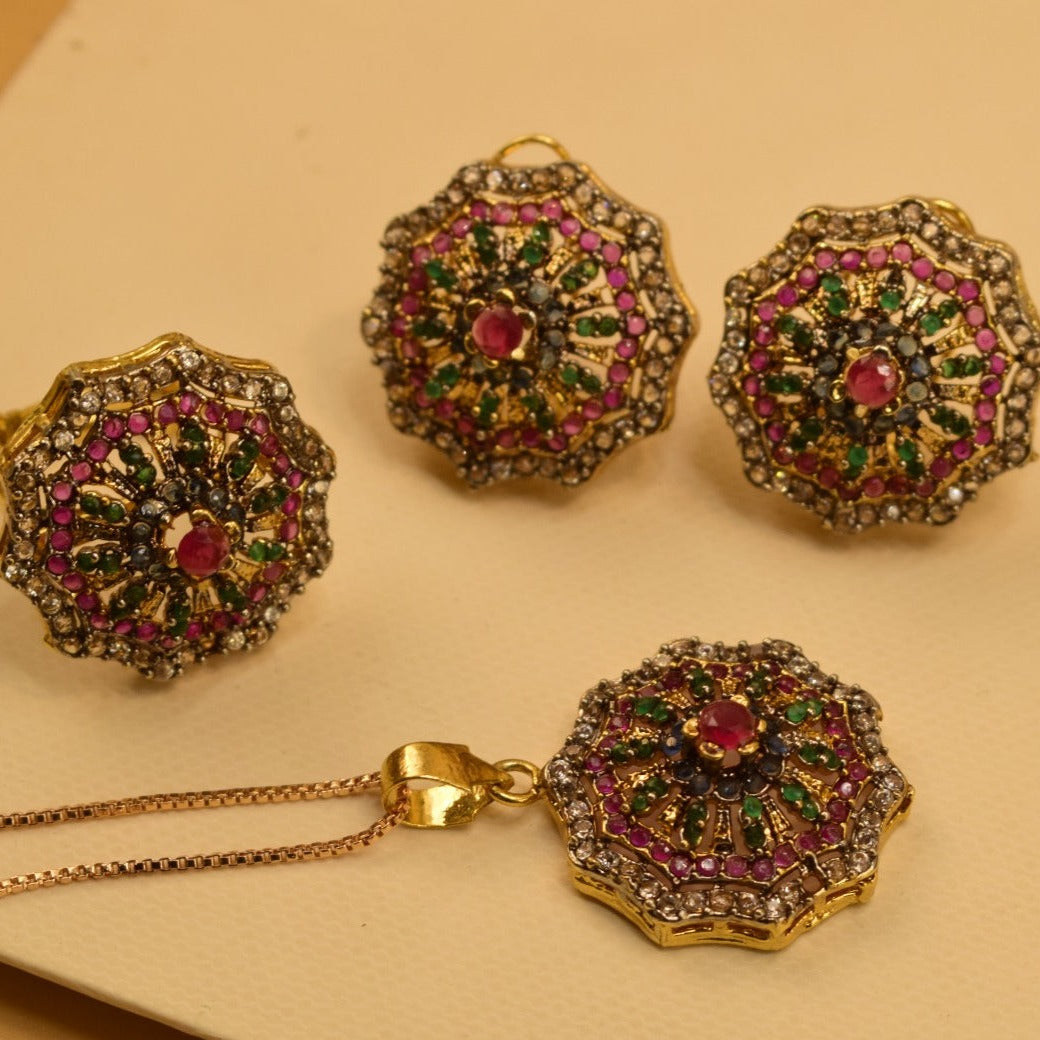Elegant Fancy Golden Flower Zircon Necklace Sets for Girls/Women