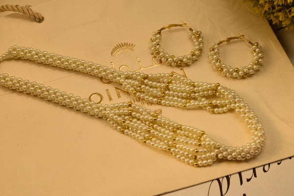 Elegant Fancy Golden Pearl Necklace Sets for Girls/Women