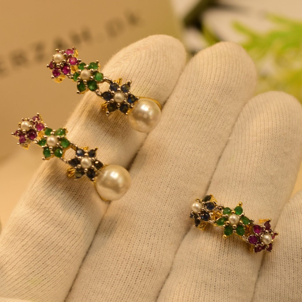 Elegant Fancy Gold plated earrings with ring Sets for Girls/Women
