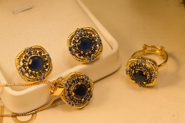 Elegant Real Stone Gold Plated Necklace Sets for Girls/Women