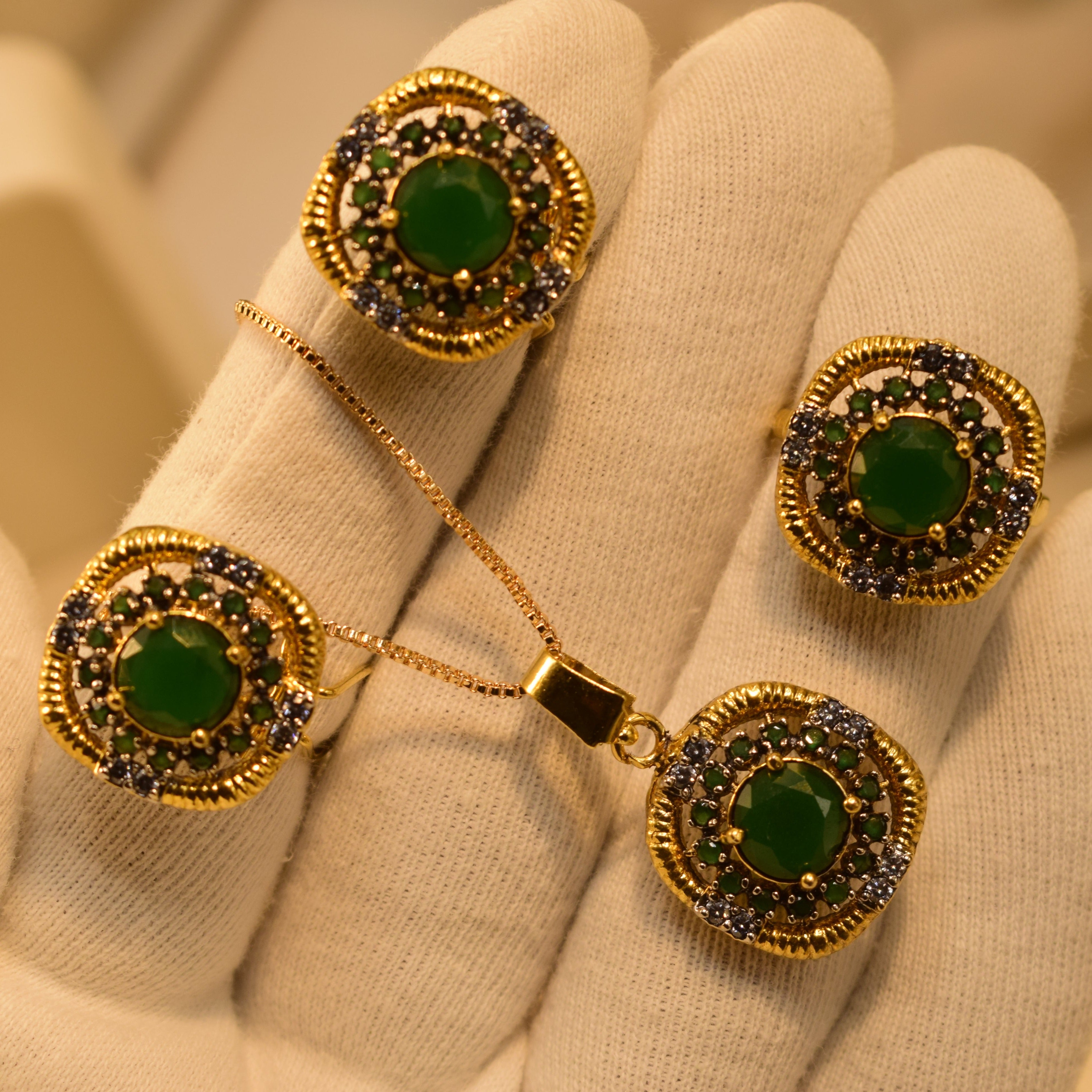 Elegant Real Stone Gold Plated Necklace Sets for Girls/Women