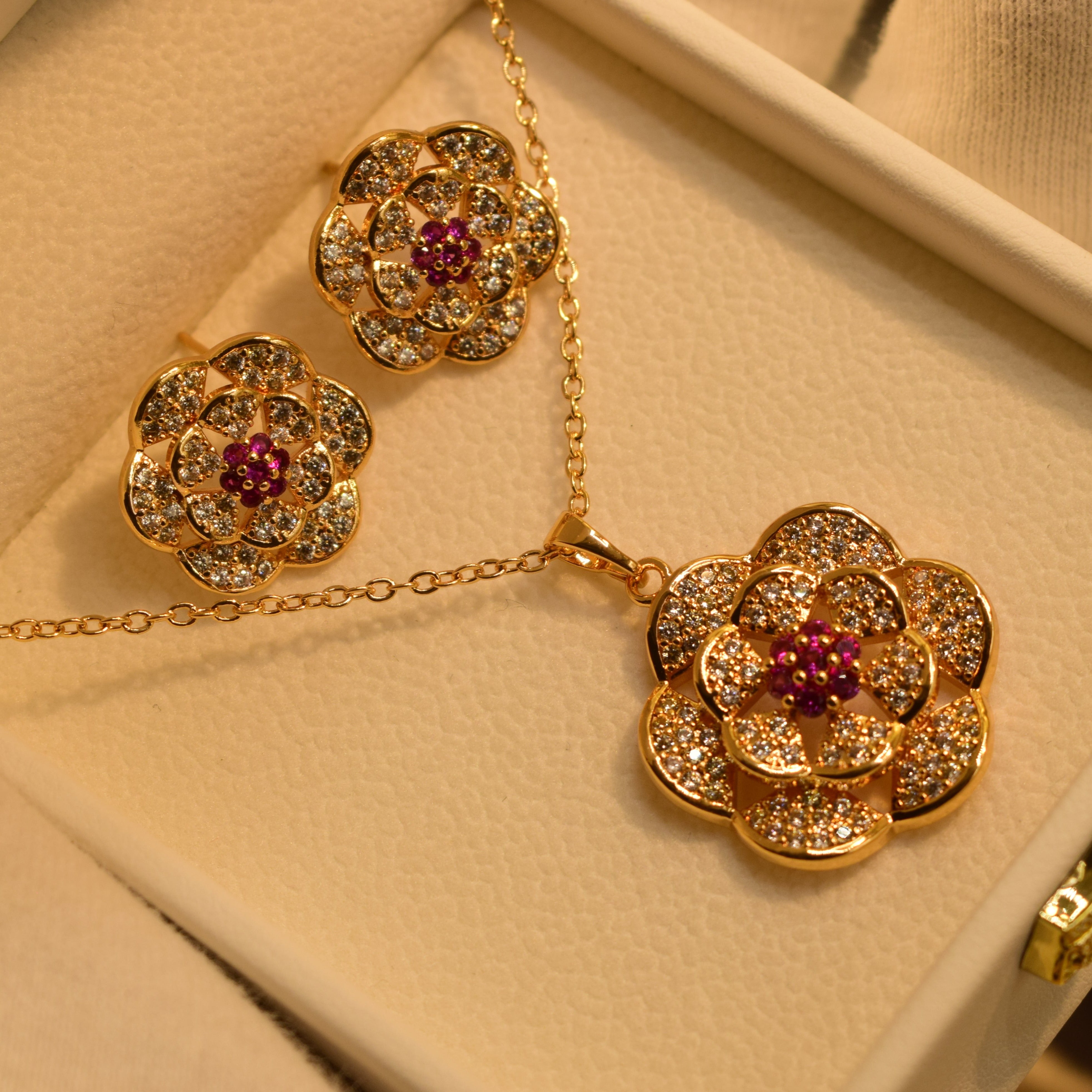 Elegant Flower Design Necklace Set for Girls/Women