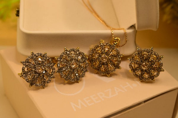 Elegant Real Stone Gold Plated Necklace Set for Girls/Women