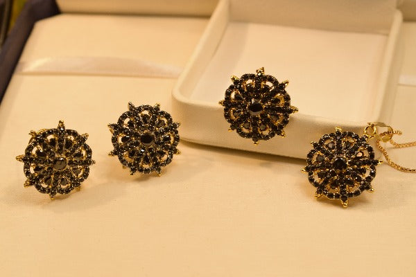 Elegant Real Stone Gold Plated Necklace Set for Girls/Women