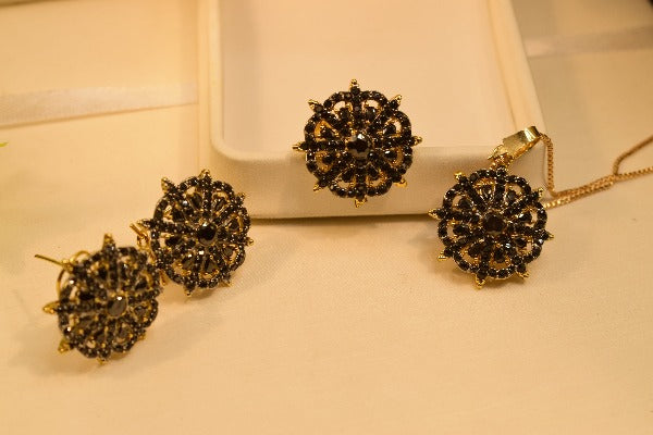 Elegant Real Stone Gold Plated Necklace Set for Girls/Women