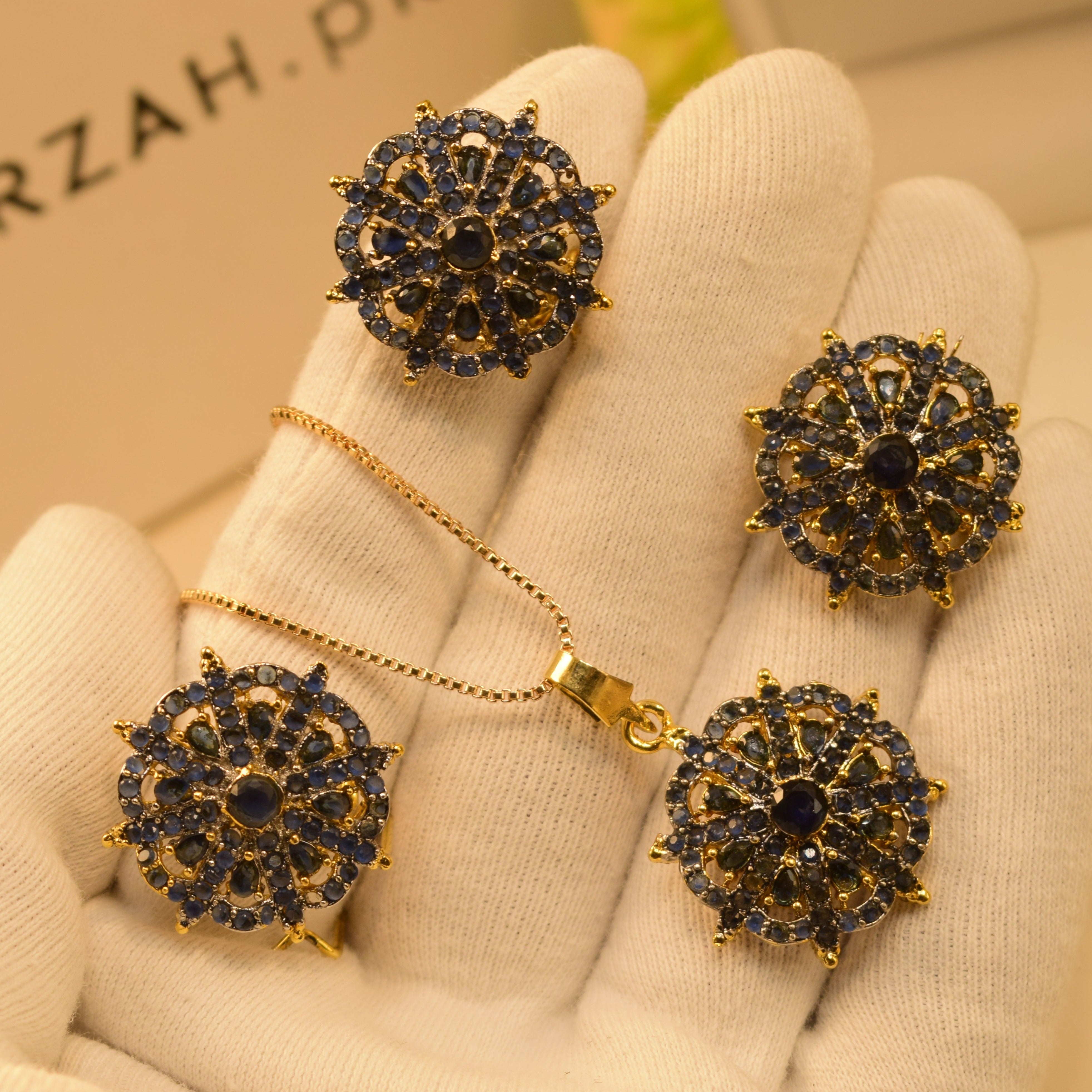 Elegant Real Stone Gold Plated Necklace Set for Girls/Women