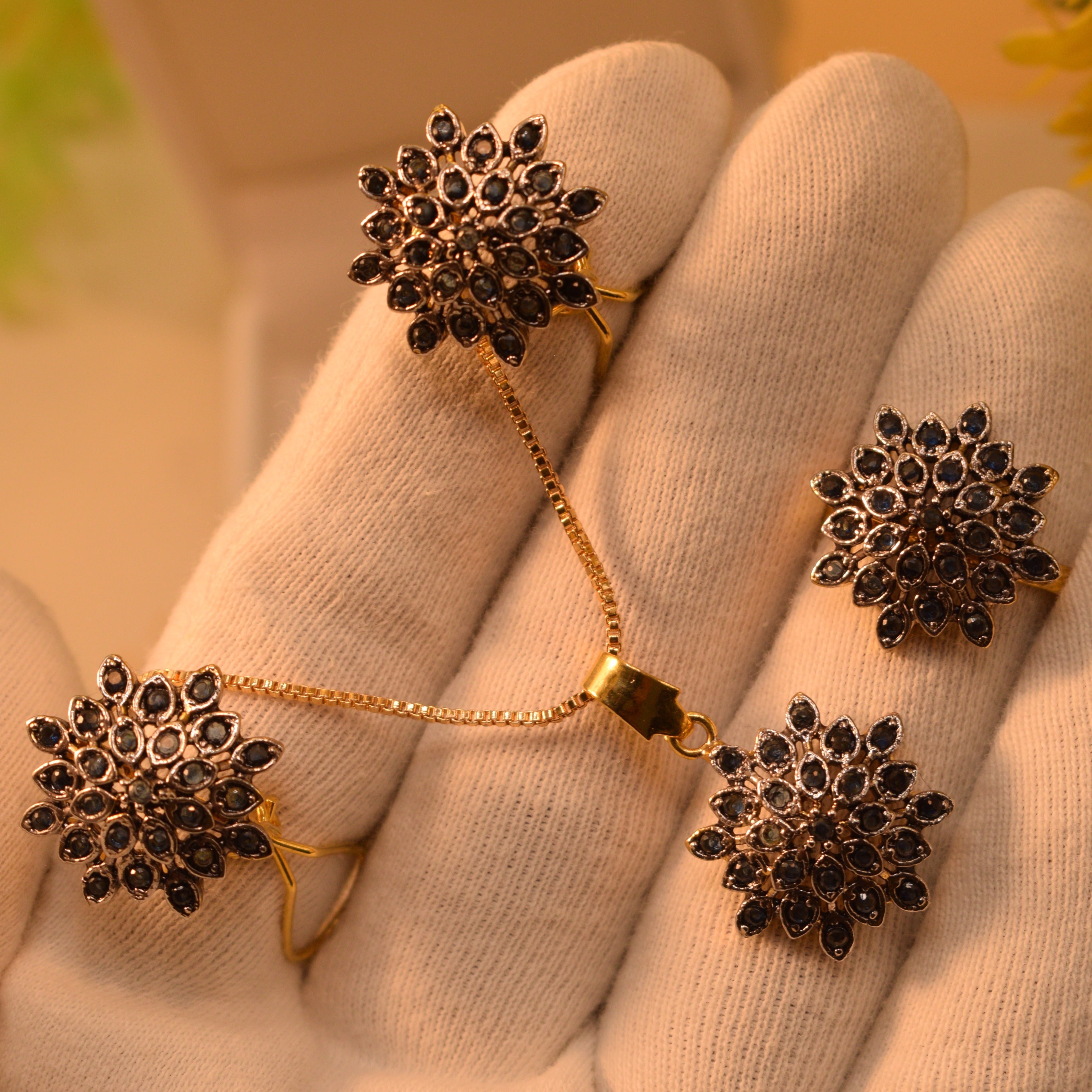 Real Stone Gold Plated Necklace Set for Girls/Women