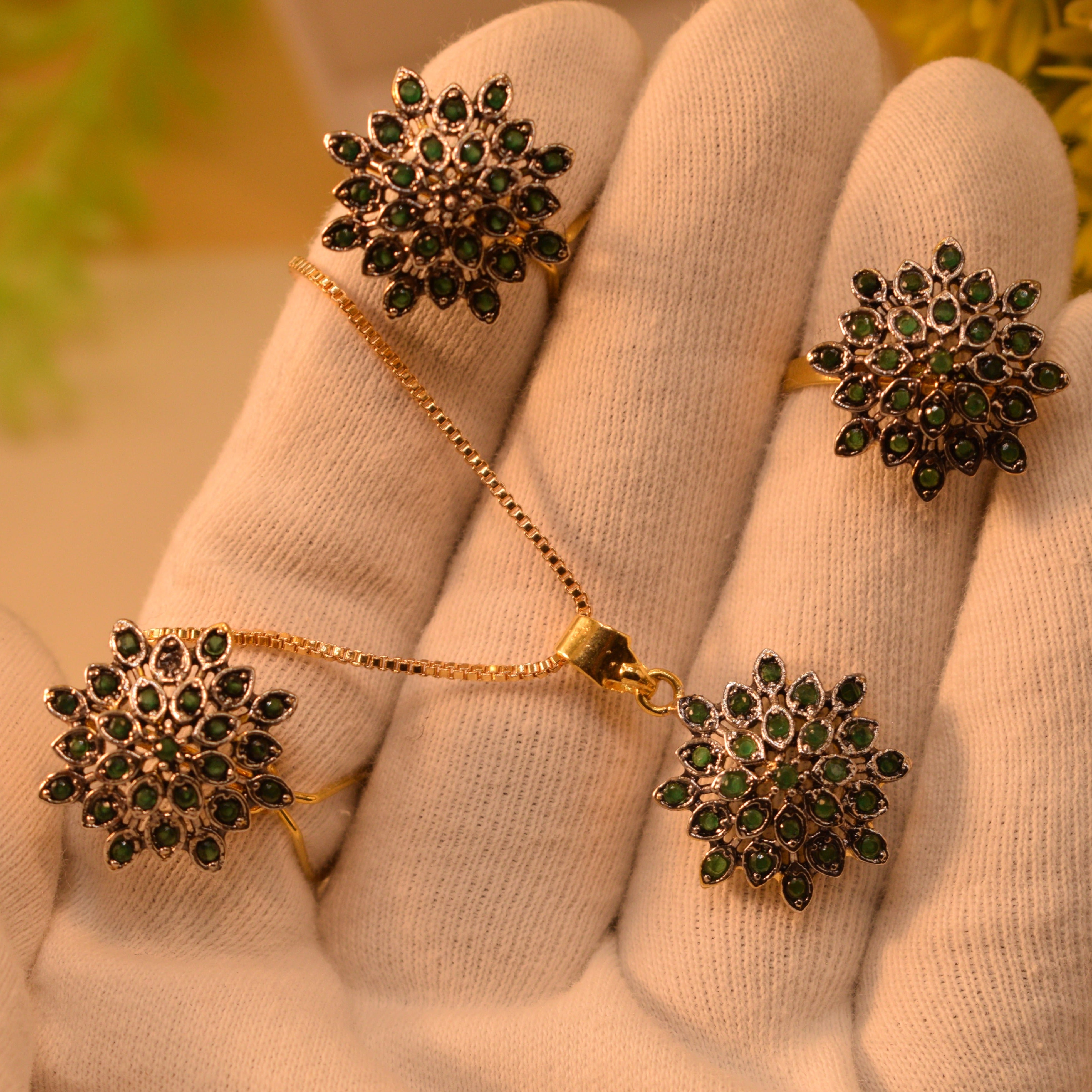 Real Stone Gold Plated Necklace Set for Girls/Women