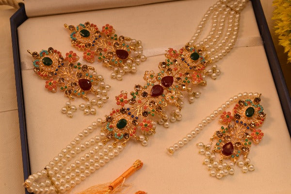 Elegant Real Stone Choker Set for Girls/Women