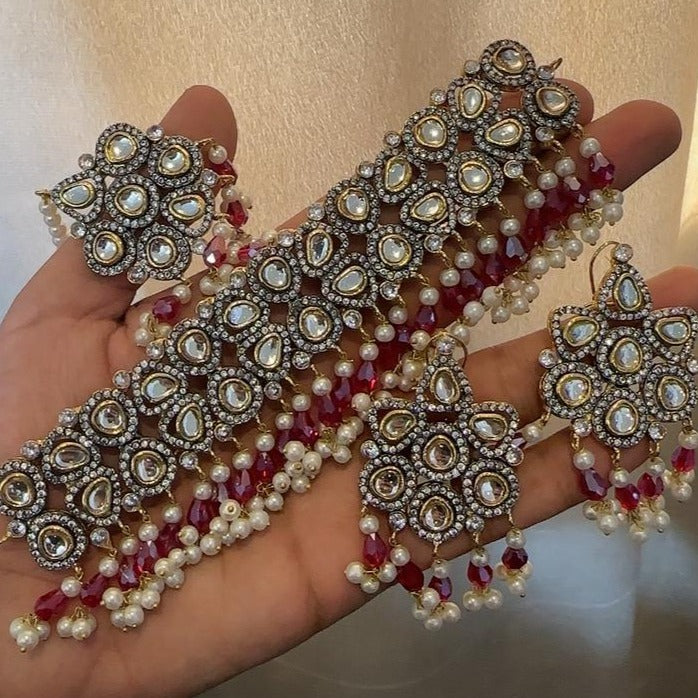 24K Gold Plated Indian Choker Set For Girls/Women