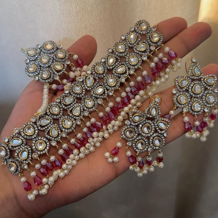 24K Gold Plated Indian Choker Set For Girls/Women