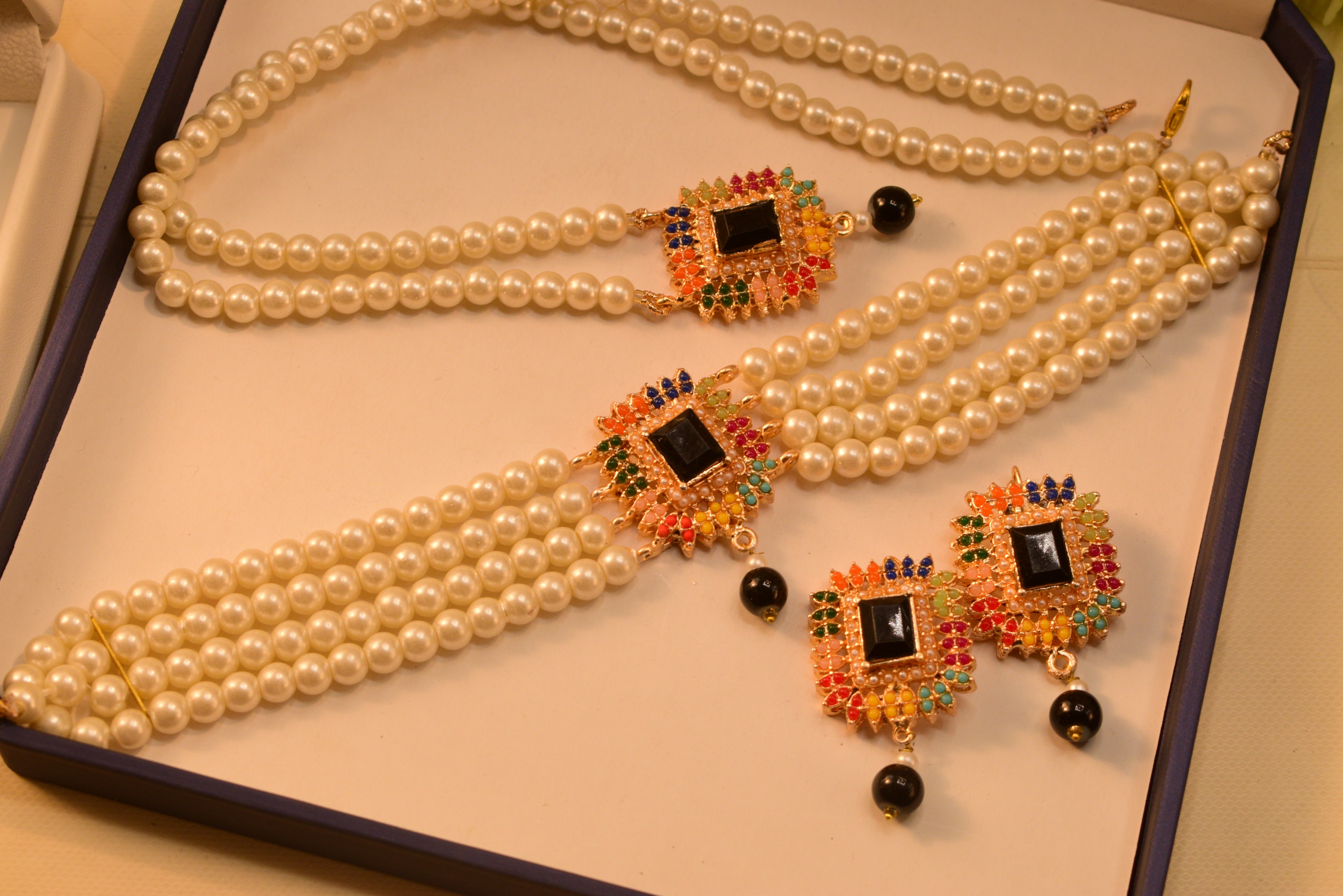 24K Gold Plated Pearl Choker Set For Girls/Women