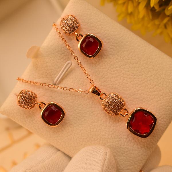 Elegant Fancy Gold Plated Real Stones Necklace Set for Girls/Women