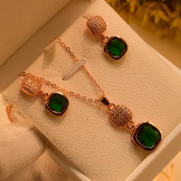 Elegant Fancy Gold Plated Real Stones Necklace Set for Girls/Women