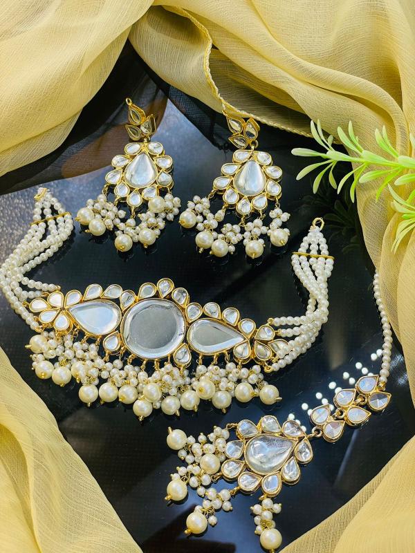 24K Gold Plated Indian Kundan Necklace Set for Girls/Women