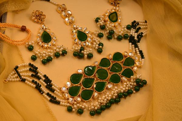 24K Gold Plated Indian Kundan Necklace Set for Girls/Women