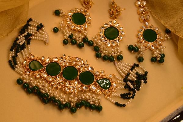 24K Gold Plated Indian Kundan Necklace Set for Girls/Women