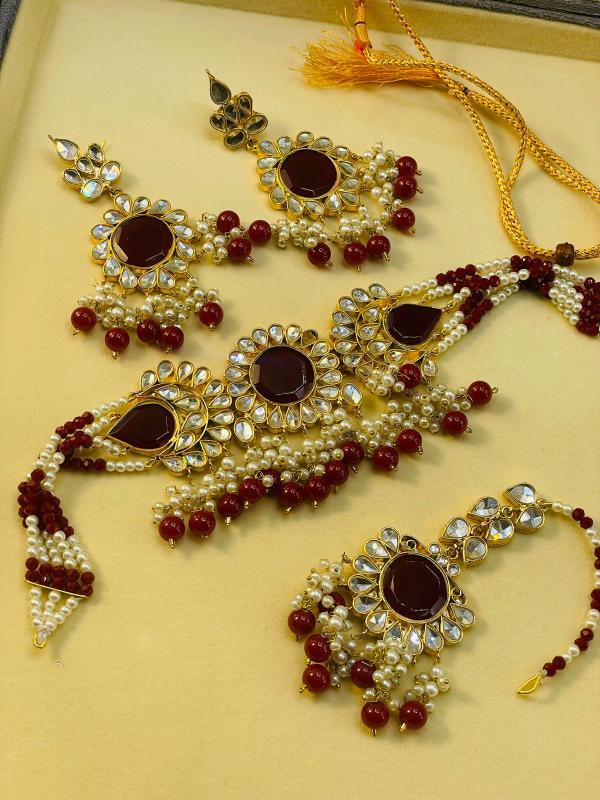 24K Gold Plated Indian Kundan Necklace Set for Girls/Women