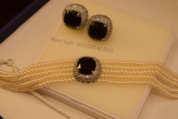 Glamorous Design Real Stones Pearls Necklace Set for Girls/Women