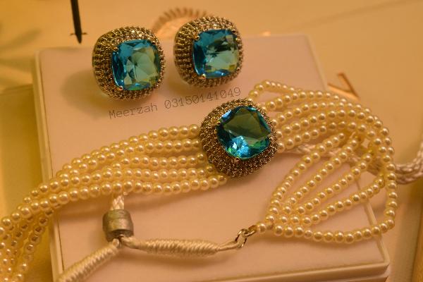 Glamorous Design Real Stones Pearls Necklace Set for Girls/Women