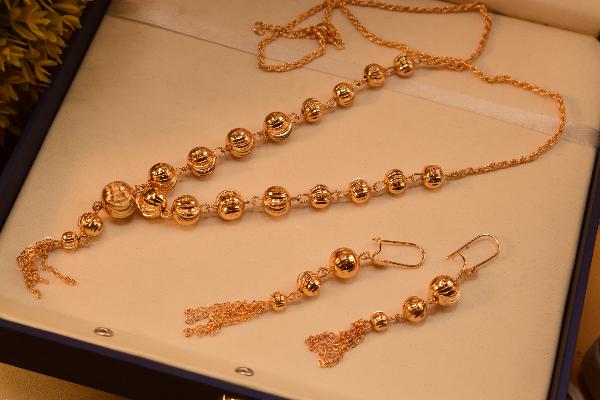 Luxury Luminous Design Gold Plated Necklace Set for Girls/Women