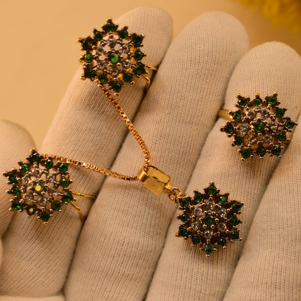 Stylish Unique Real Stones Gold Plated Necklace Set for Girls/Women
