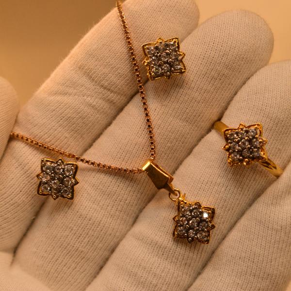 Luminous Design Crystal Stones Gold Plated Necklace Set for Girls/Wome