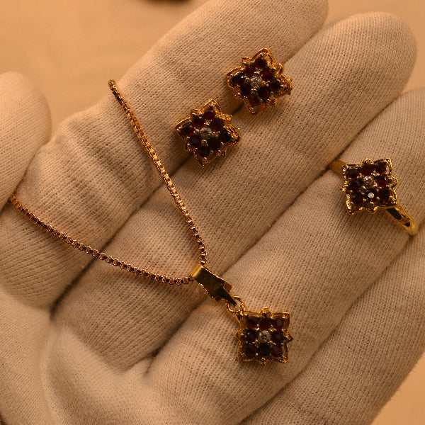 Luminous Design Crystal Stones Gold Plated Necklace Set for Girls/Women