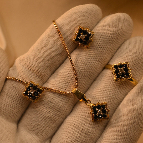 Luminous Design Crystal Stones Gold Plated Necklace Set for Girls/Women