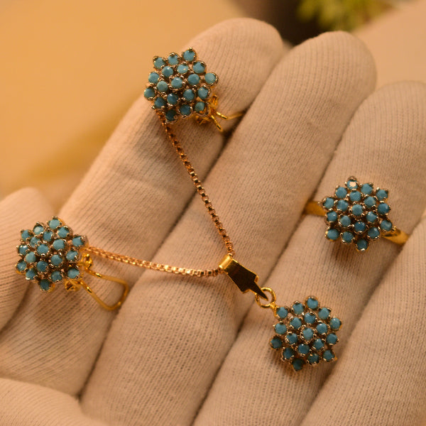 Luminous Design Crystal Stones Gold Plated Necklace Set for Girls/Women