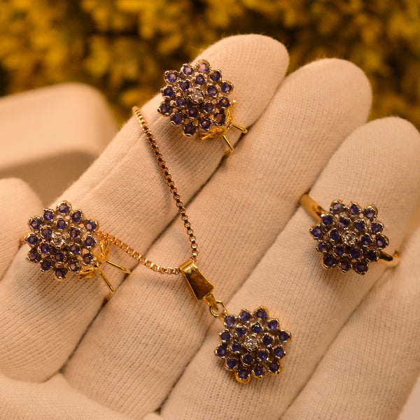 Fancy Design Crystal Stones Gold Plated Necklace Set for Girls/Women