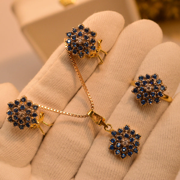 Fancy Design Crystal Stones Gold Plated Necklace Set for Girls/Women