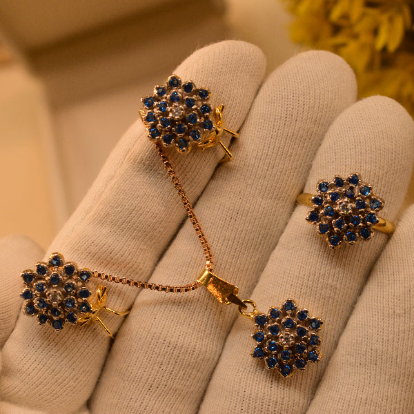 Fancy Design Crystal Stones Gold Plated Necklace Set for Girls/Women