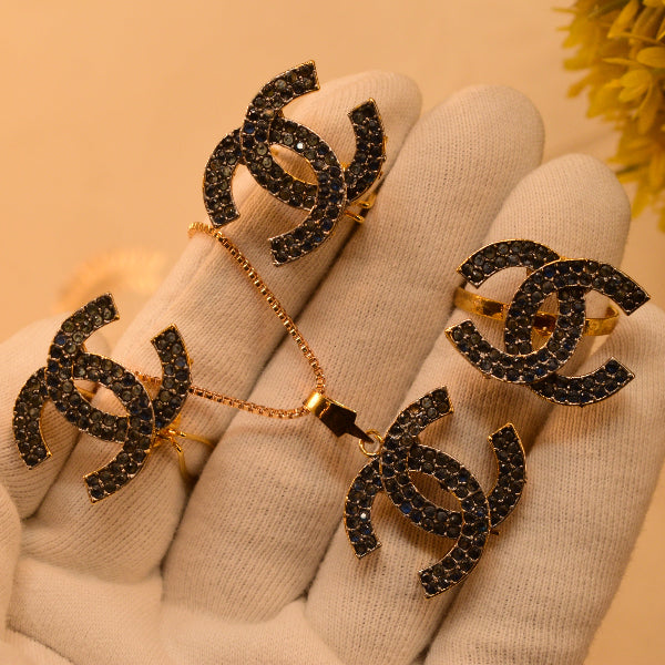 Luminous Design Crystal Stones Gold Plated Necklace Set for Girls/Women
