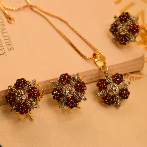 Elegant Design Gold Plated Real Stones Necklace Set for Girls/Women