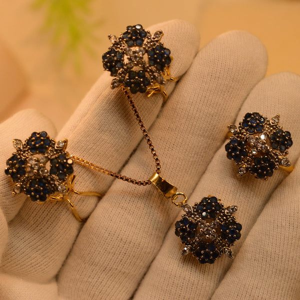 Elegant Design Gold Plated Real Stones Necklace Set for Girls/Women