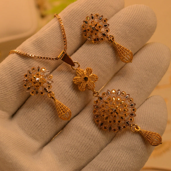 Elegant Unique Design 24K Gold Plated Necklace Set for Girls/Women