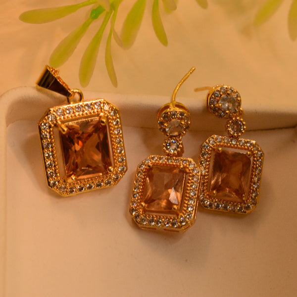 Glamorous Design Gold Plated Real Stones Necklace Set for Girls/Women