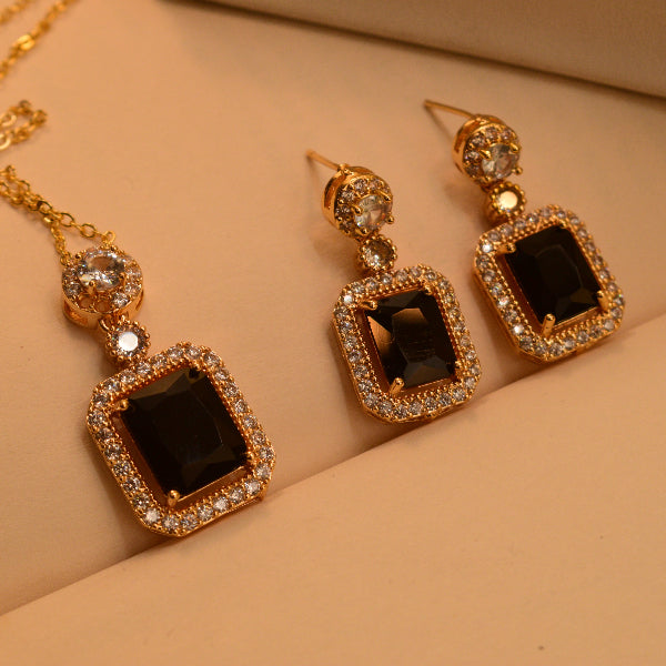 Glamorous Design Gold Plated Real Stones Necklace Set for Girls/Women