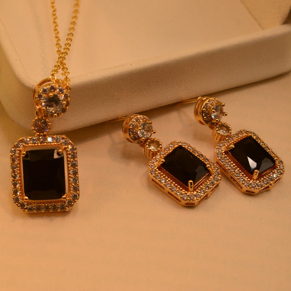 Glamorous Design Gold Plated Real Stones Necklace Set for Girls/Women