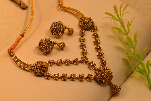 Stylish Unique Design 24K Gold Plated Necklace Set for Girls/Women