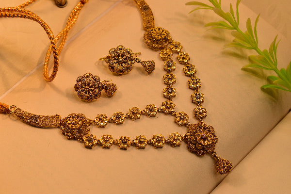 Gorgeous Unique Design 24K Gold Plated Necklace Set for Girls/Women