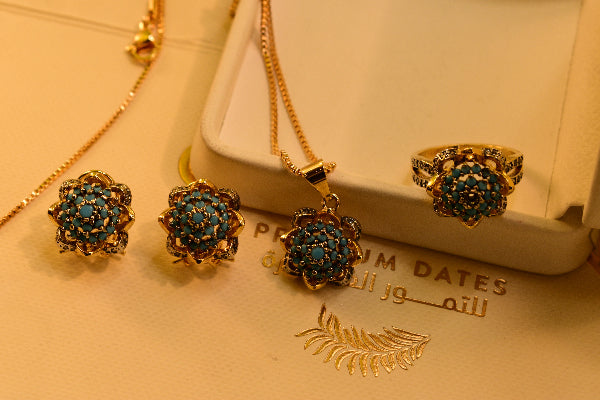 Luxury Design Gold Plated Jarao Stones Necklace Set for Girls/Women