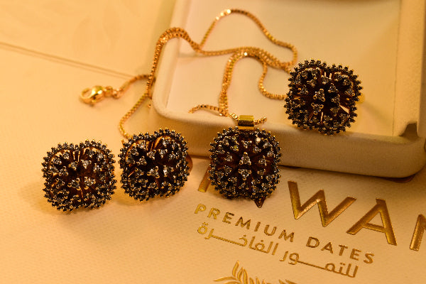 Elegant Design Gold Plated Jarao Stones Necklace Set for Girls/Women