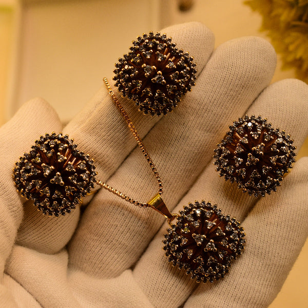 Elegant Design Gold Plated Jarao Stones Necklace Set for Girls/Women